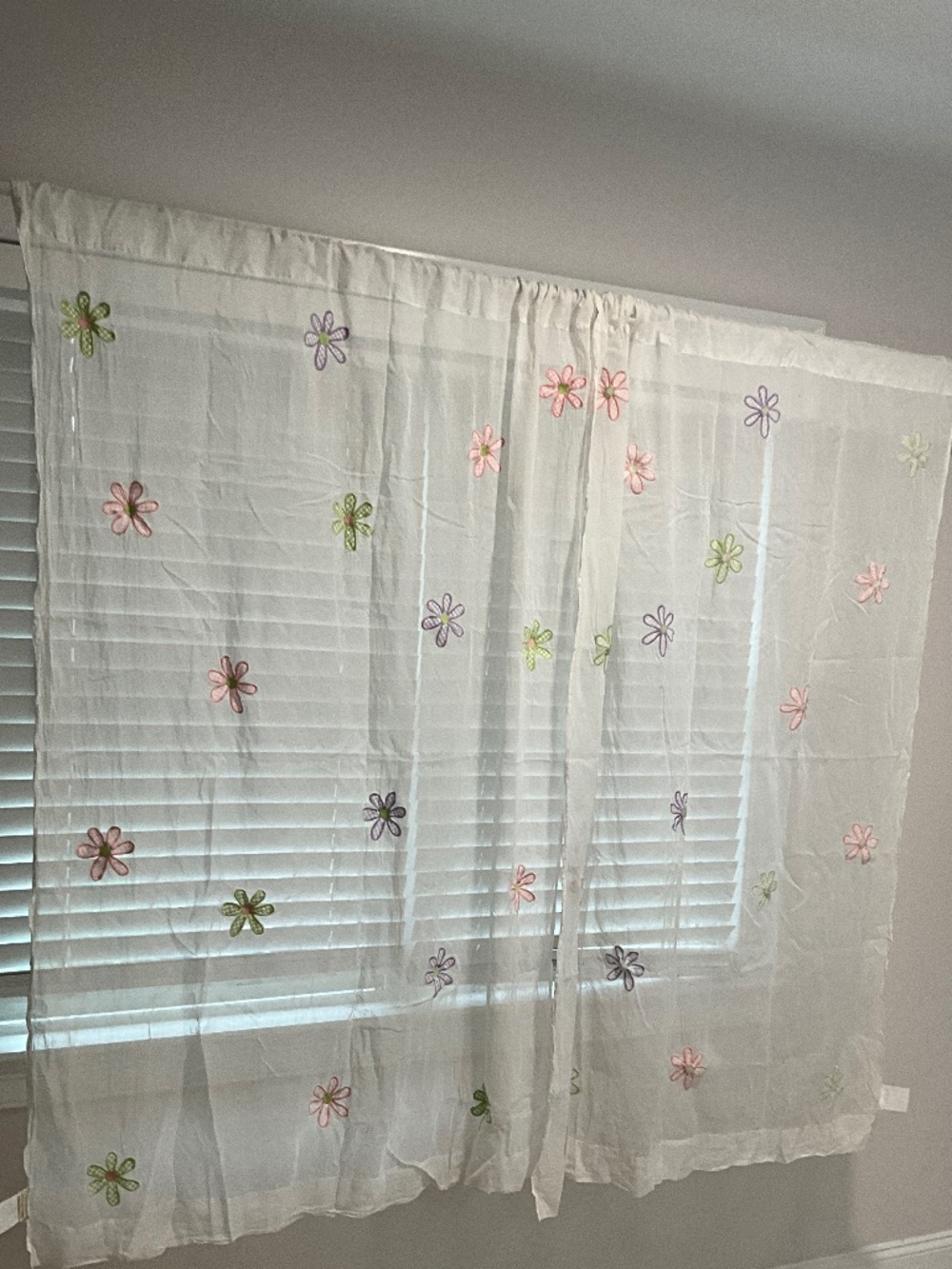 Pottery Barn Kids Floral Embroidered 2 Curtain Panels 40x59 | 100% Cotton